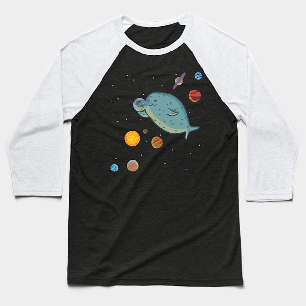 Space Seal Booping the Earth Baseball T-Shirt by ELMayer